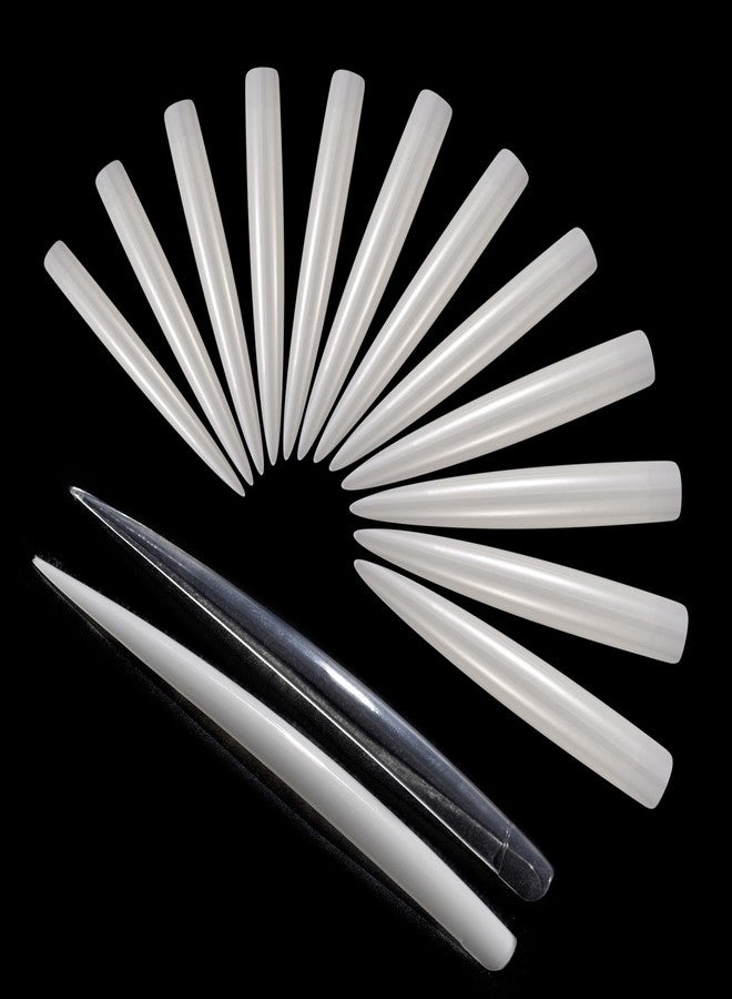 KADS 120Pcs Extra Long Stiletto Half Cover Tips False Nails Extension Fake Nail Art Design DIY 12 Sizes (Clear, 9 Sizes) - Image 3
